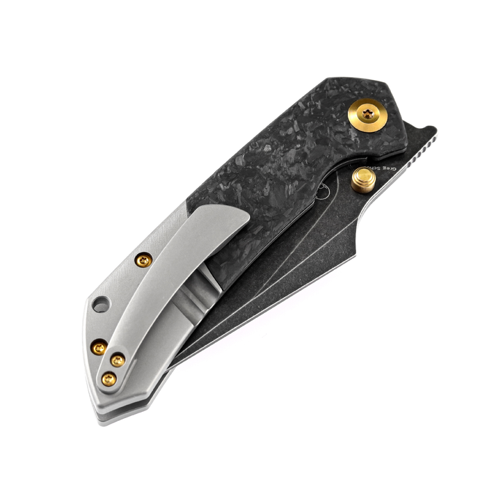 KANSEPT Fenrir Flipper/Thumb Hole Knife Shred Carbon Fiber +Titanium Handle (3.48'' CPM-S35VN Blade) Greg Schob Design-K1034A1