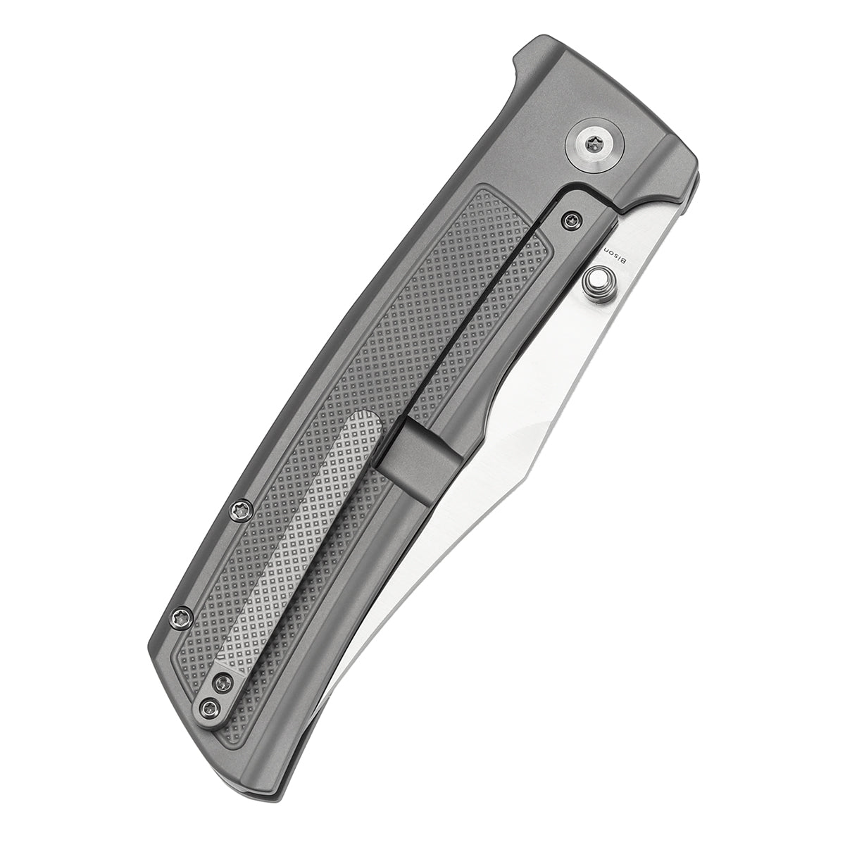 KANSEPT Bison Thumb Stub Plain Titanium with Frag Pattern Handle