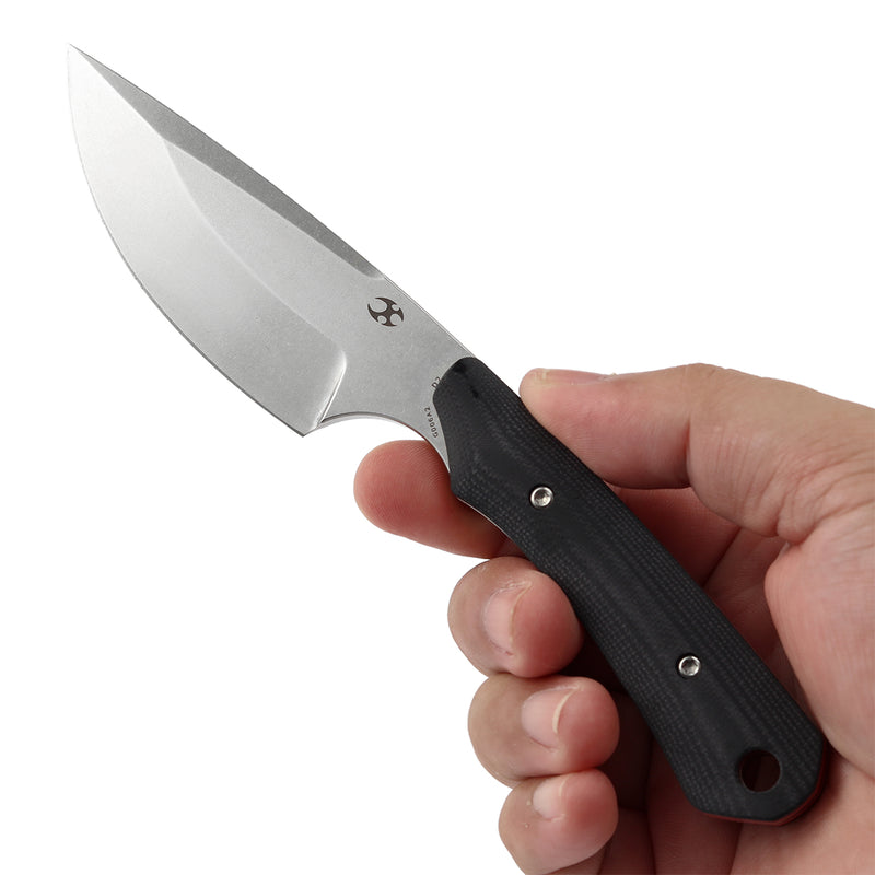 KANSEPT Flank Fixed Blade Black & Red G10 Handle (3.69'' Stonewashed D2 Blade) TuffKnives Designed- G006A2