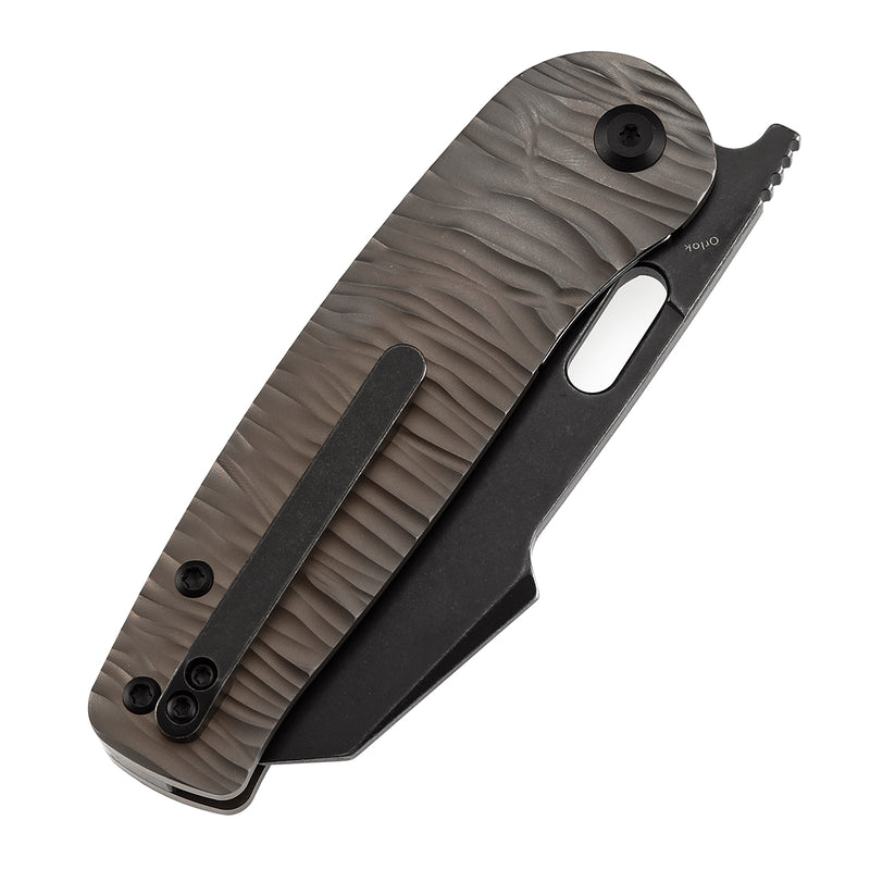 KANSEPT Orlok Thumb Hole Bronze Anodized Titanium with Micro Rock Texture(3.03" CPM S35VN) Terry Cour II Design- K2111A4
