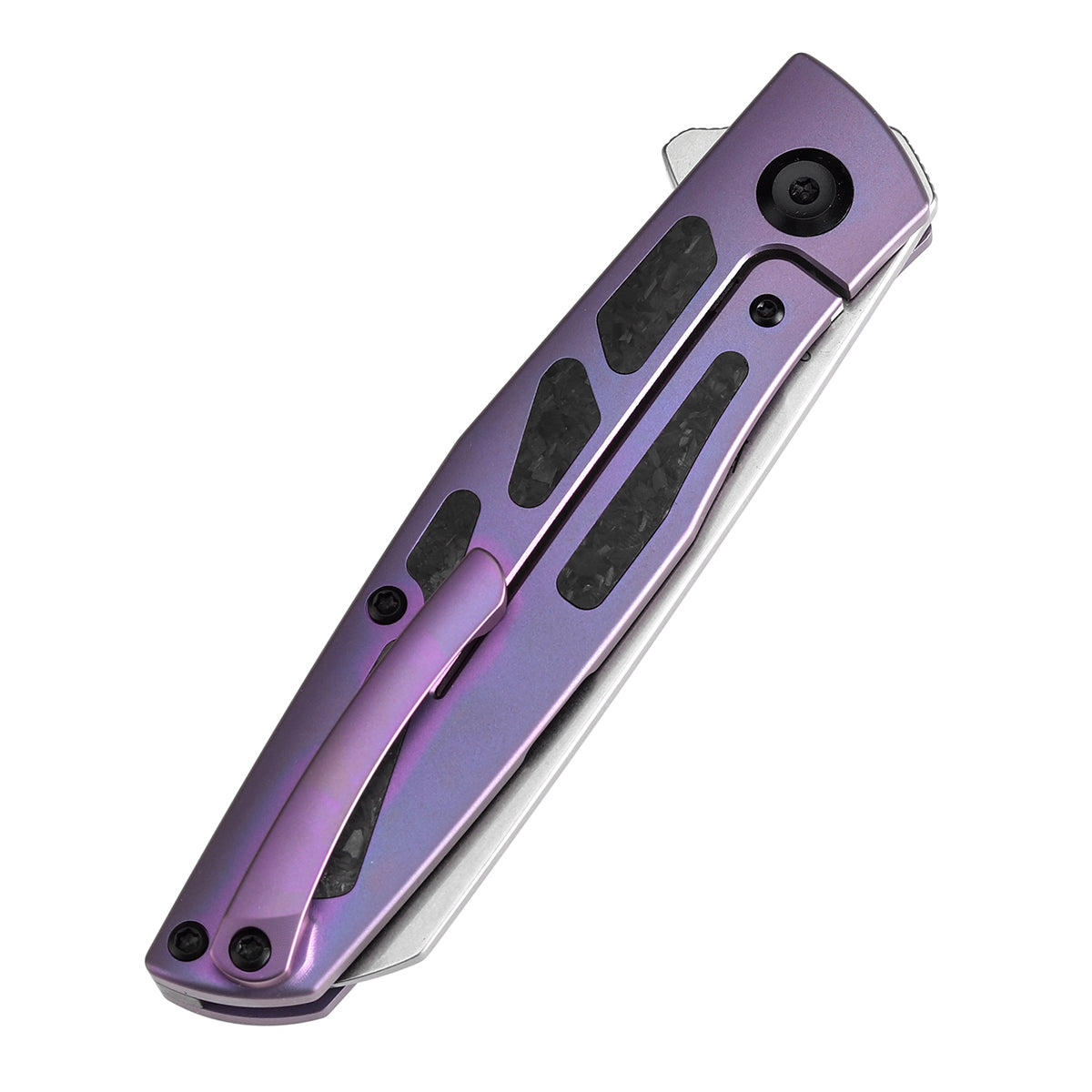 KANSEPT Cru Flipper Knife Purple Anodized Titanium & Shred