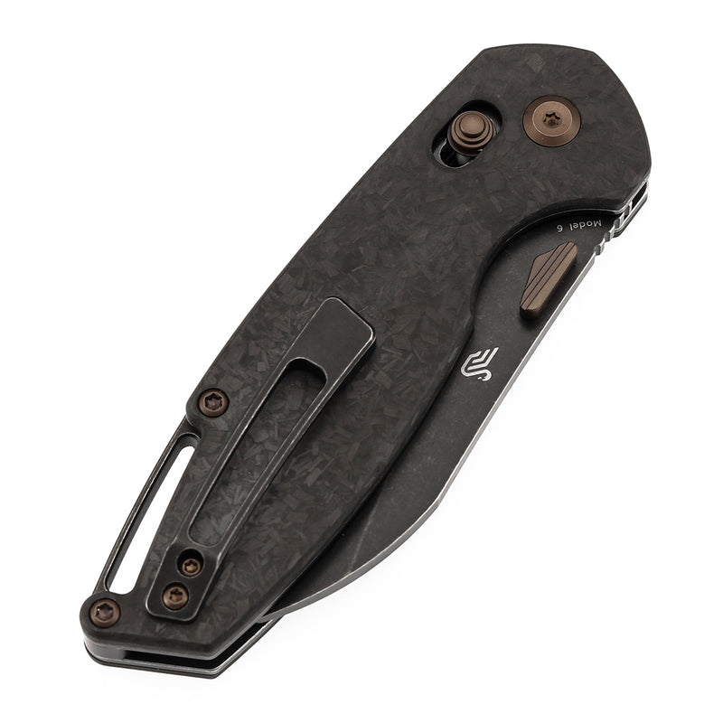 KANSEPT Model 6 Crossbar Lock Knife Shred Carbon Fiber Handle (3.1'' CPM S35VN Blade) Nick Swan Knives Design -K1022V1