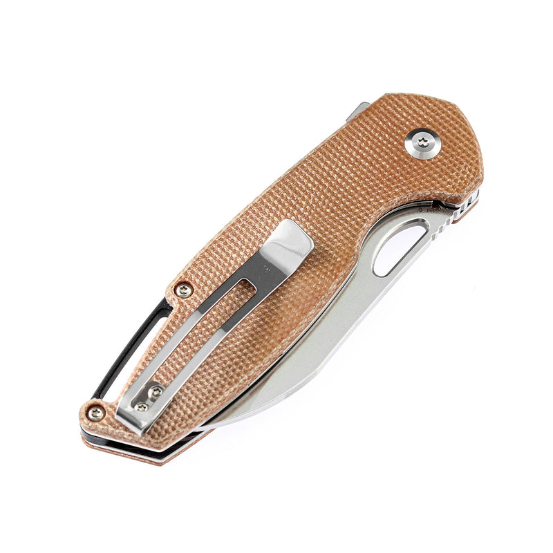 KANSEPT Model 6 Flipper/Thumb Hole Knife Brown Micarta Handle (3.1'' 154CM Blade) -T1022A5