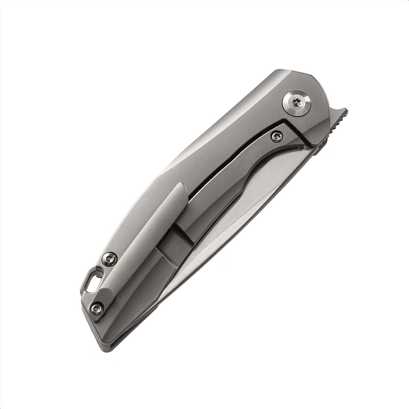 KANSEPT Mini Accipiter Front Flipper Knife OD Green Canvas Micarta +Titanium Handle( 2.9" CPM S35VN Blade) Kim Ning Design-K2007A1