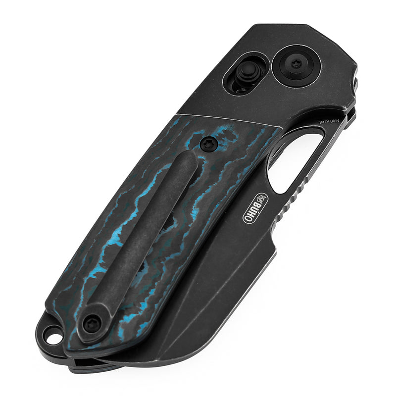 KANSEPT Nahual Crossbar Lock Knife Blackwash Titanium with Arctic Storm  Fatcarbon Handle(2.95" Magnacut Blade)Javier Garcia Design-K2125V4