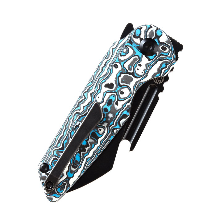KANSEPT Rafe Flipper Knife Blue & White Carbon Fiber Handle (2.6''  CPM-S35VN Blade)4T5 Design -K2048A6