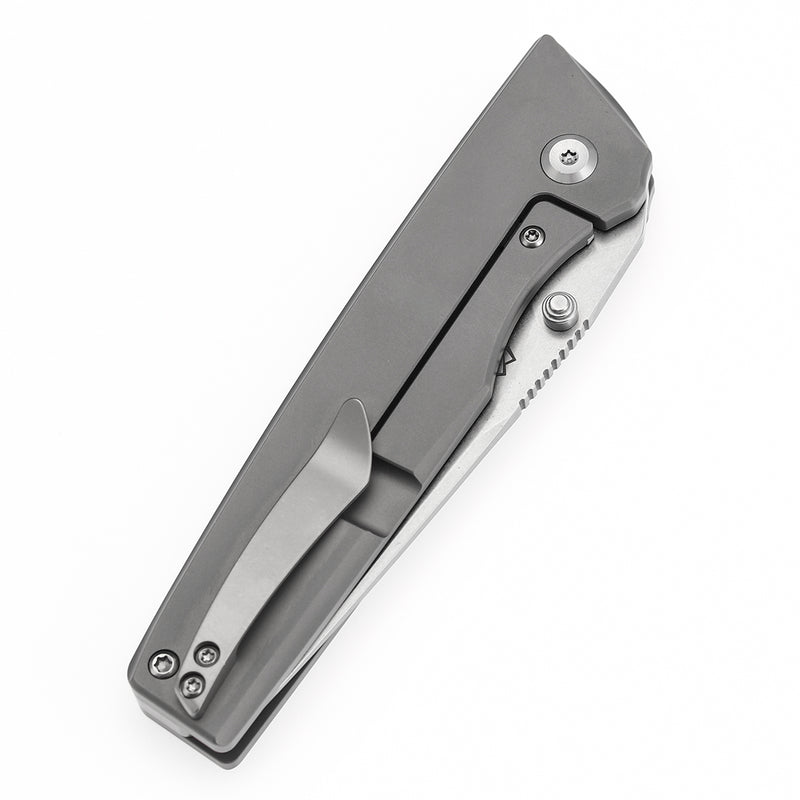 KANSEPT Chimera Thumb Stub Stonewashed Titanium Handle (3.15" CPM S35VN Blade) with Matsey Design-K1096A2