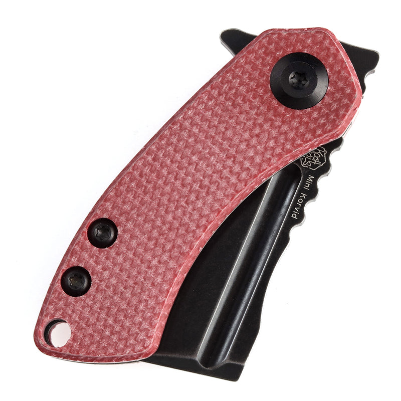 KANSEPT Mini Korvid  Flipper Knife Red Canvas Micarta  Handle (1.45'' 154CM Blade) Koch Tools Design-T3030M2