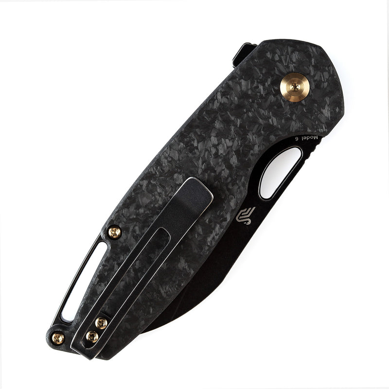 KANSEPT Model 6 Flipper/Thumb Hole Knife Shred Carbon Fiberr Handle (3.1'' CPM 20CV Blade) -K1022A6