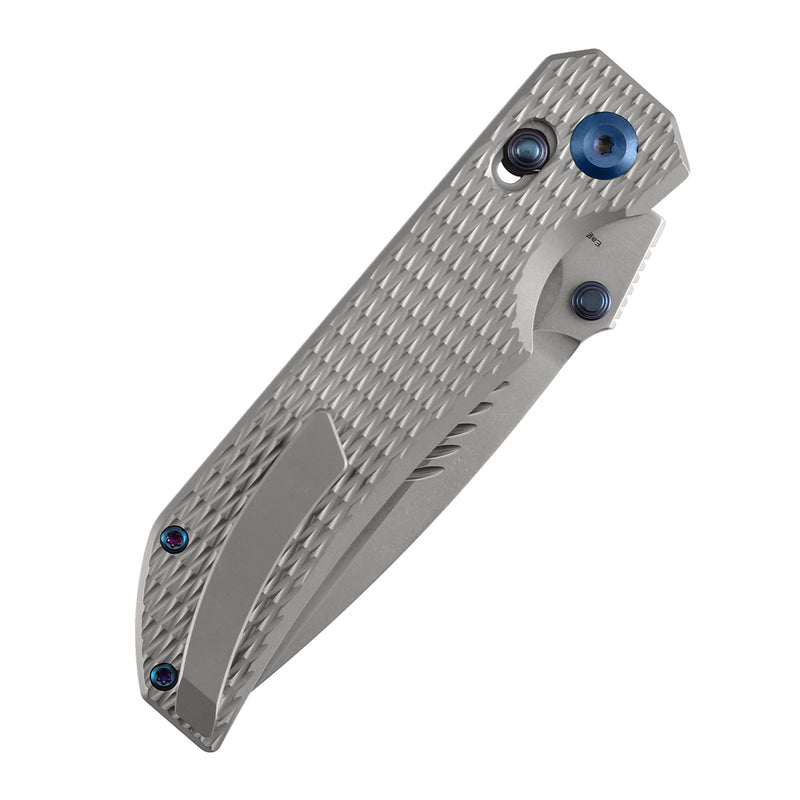 【Preorder】Ship by Dec 10th-KANSEPT Eaglestrike Crossbar Lock Knife Bead Blasted Titanium with Diamond Pattern Handle(3.73'' CPM S35VN Blade) James Lowe Design-K1095V4