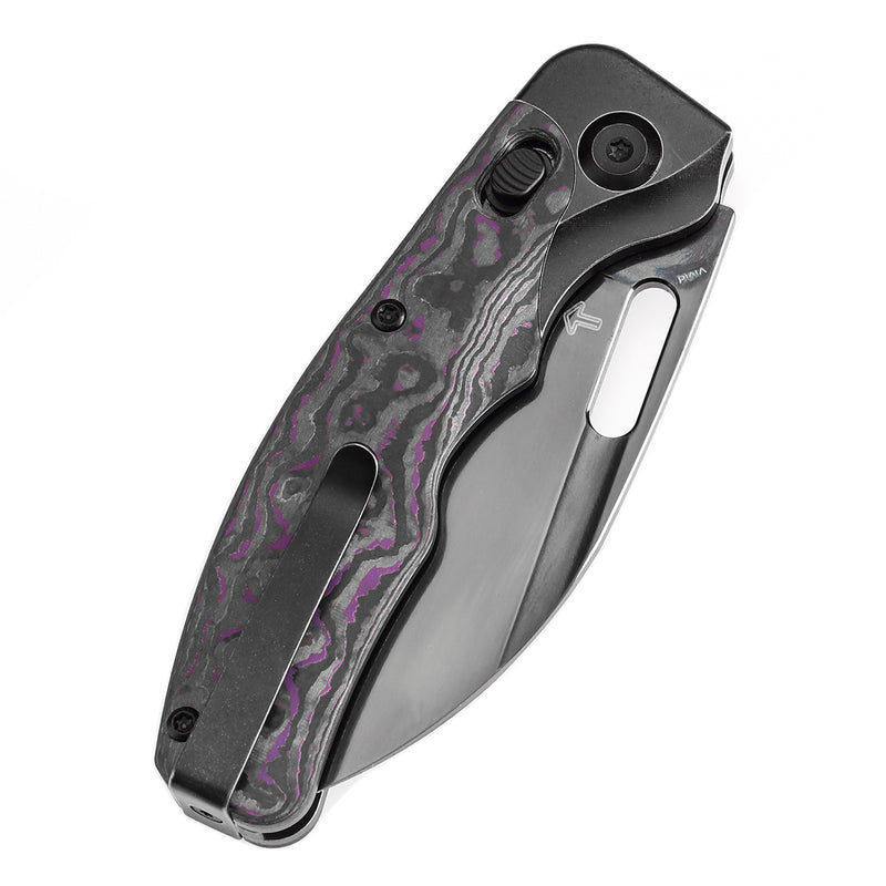 KANSEPT Vivid Cross Bar Lock Blackwashed Titanium with Purple Haze Fatcarbon Handle (3.04'' Mirror DLC CPM S35VN Blade) Jacob Lundquist Designed-K1094V4