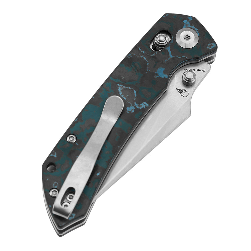 KANSEPT Fenrir Crossbar Lock Knife Arctic Storm Carbon Fiber Handle (3.48'' CPM S35VN Blade) Greg Schob Design - K1034V2