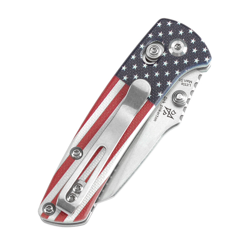 KANSEPT Little Main Street Cross Bar Lock Jade G10 with American Flag Handle (2.26'' Stonewashed 154CM Blade) Dirk Pinkerton Design T2015V6