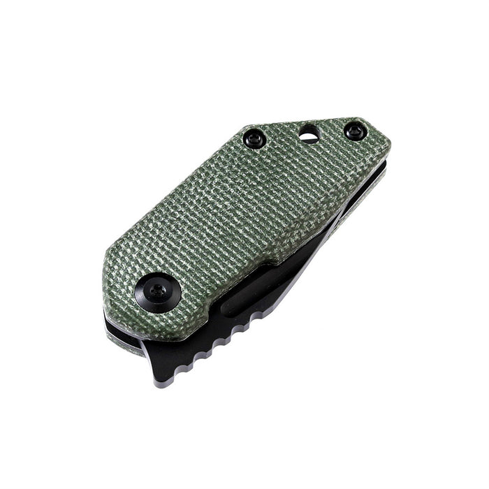 KANSEPT RIO Flipper Knife Green Micarta Handle (1.56'' M390 Blade)4T5 Design-K3044A2