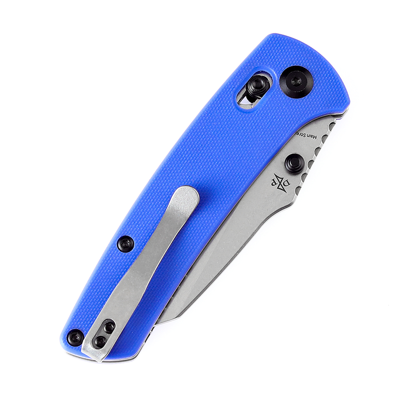 KANSEPT Main Street Thumb Studs/Crossbar Lock Knife Blue G10 Handle (3.36''154CM Blade) Dirk Pinkerton Design-T1015V3