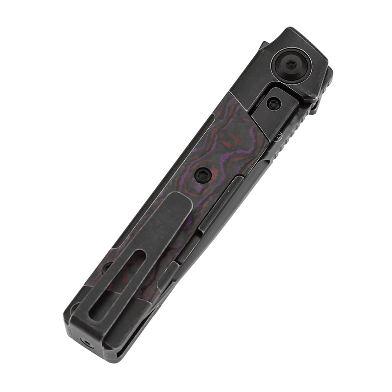 KANSEPT Kitpu Flipper Blackwash Titanium with Purple Haze Fatcarbon (2.9" Mirror DLC CPM20CV) Jonathan Styles Design- K2123A1