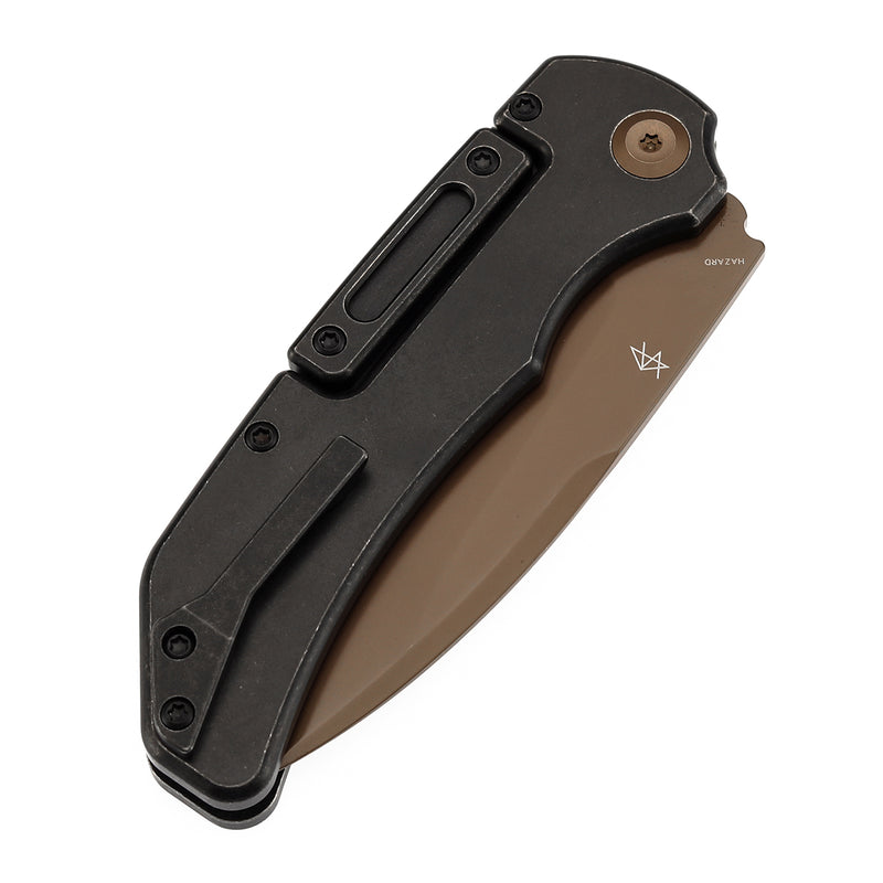 KANSEPT Hazard Bali Lock Knife Blackwash Titanium Handle(3.63" Rose Gold Coated CPM S35VN Blade)Steven Dunnuck Design-K1104H2