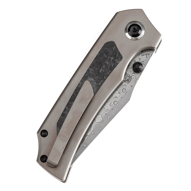 KANSEPT Fermi  Carbon Fiber Handle (3.11" Damascus Blade) Burchtree Designs-K1122A2