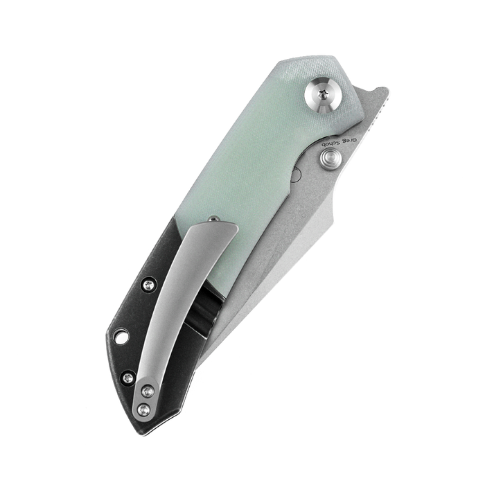 KANSEPT Fenrir Flipper/Thumb Hole Knife Jade G10  +Titanium Handle (3.48'' CPM-S35VN Blade) Greg Schob Design-K1034A5