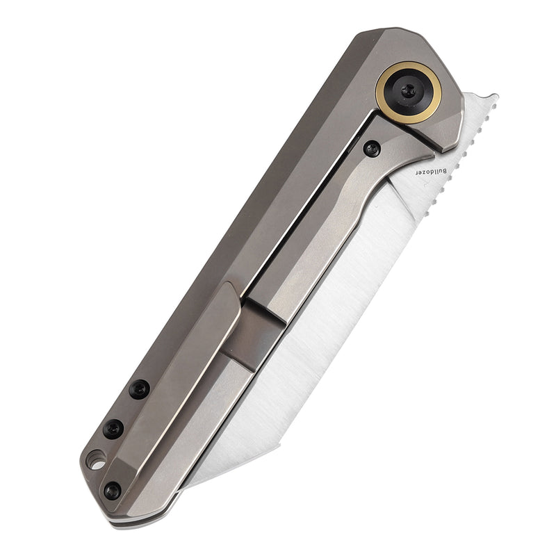 KANSEPT Bulldozer Front Filpper Bronze Anodized Titanium Handle (3.56" CPM-20CV Blade) Kim Ning Design-K1028A4