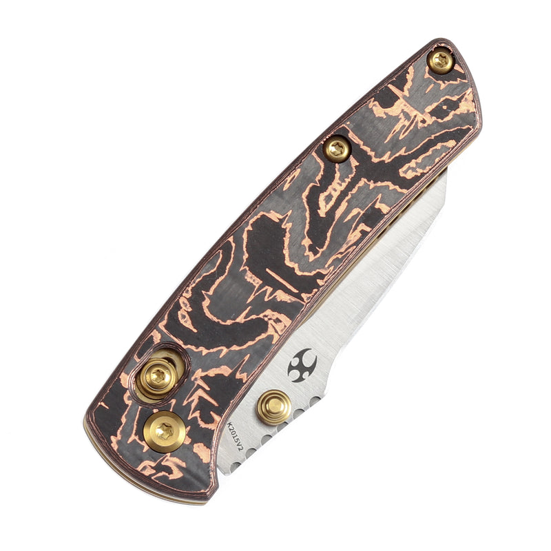 KANSEPT Little Main Street Cross Bar Lock Copper Carbon Fiber Handle (2.26'' CPM S35VN Blade) Dirk Pinkerton Design-K2015V2