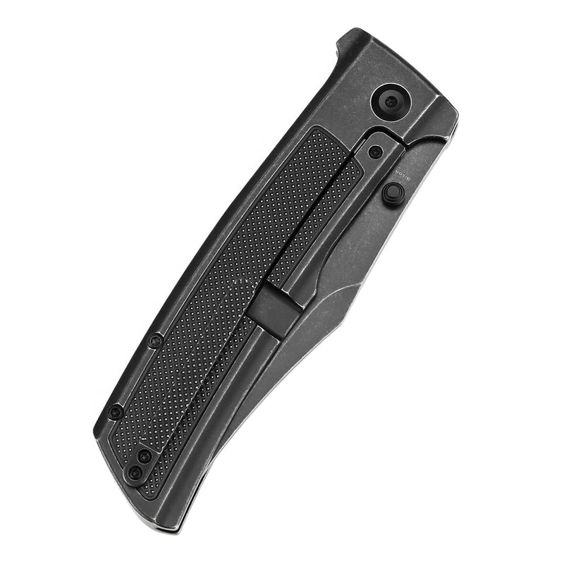 KANSEPT Bison Thumb Stub Blackwash Titanium with Frag Pattern Handle 4.25" CPM S35VN Blade) with Ray Laconico Knives Design-K1108A4