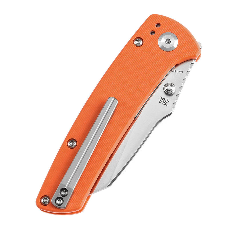 KANSEPT Main Street Thumb Stubs Orange G10 Handle (3.36'' 154CM Blade) Dirk Pinkerton Design-T1015E6