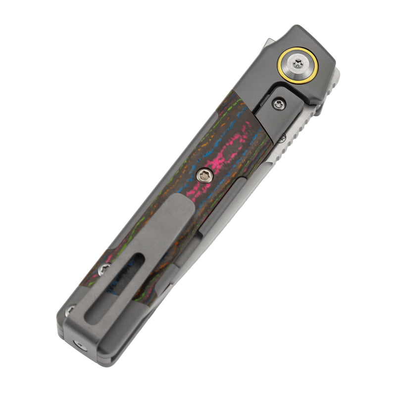 KANSEPT Kitpu Flipper Stonewashed Titanium with 80S Camocarbon (2.9" Satin CPM 20CV) Jonathan Styles Design- K2123A3