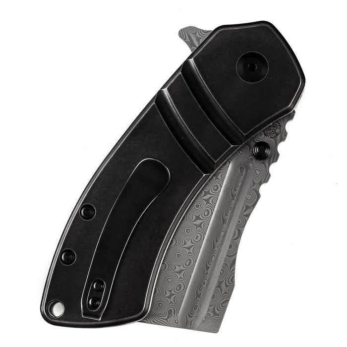 KANSEPT M+ Korvid Thumb Studs/Flipper Knife Stonewashed Titanium Handle (3.07'‘ Damascus Blade ) Koch Tools Design-K2030C2U