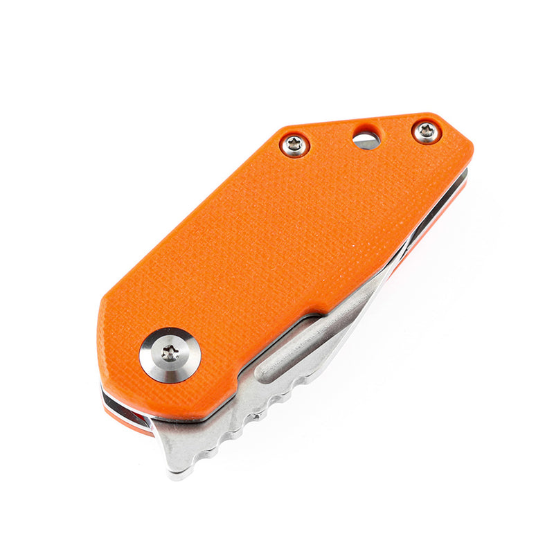KANSEPT RIO Flipper Knife Orange G10 Handle (1.56'' M390 Blade)4T5 Design-K3044A4