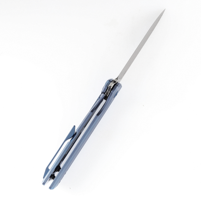 KANSEPT Anomaly Flipper Knife Blue Orange Peel Finish Titanium Handle (3.14''CPM-S35VN Blade) Dirk Pinkerton-K2038A3