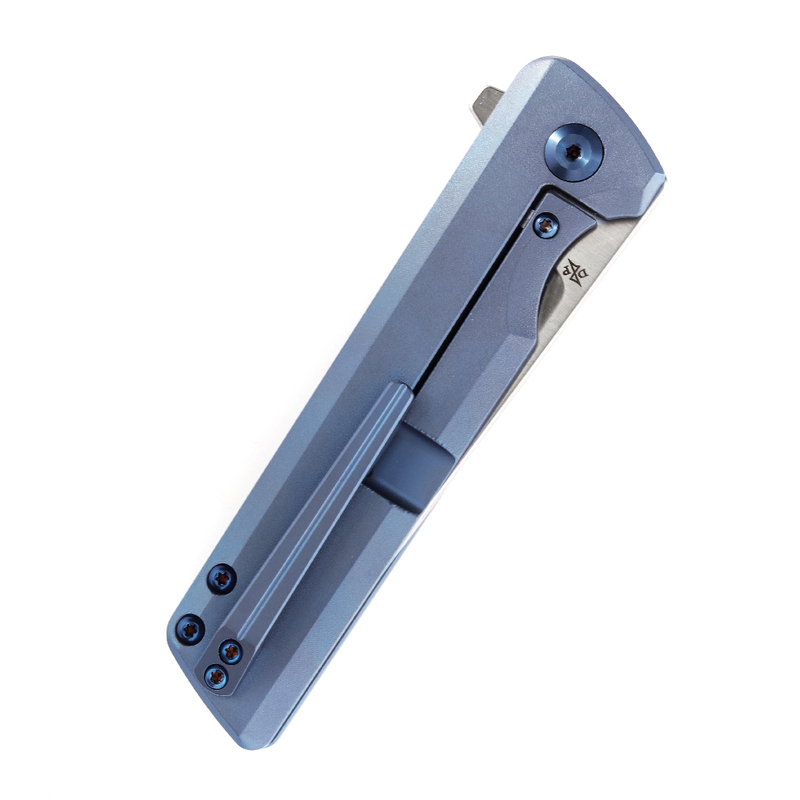 KANSEPT Anomaly Flipper Knife Blue Orange Peel Finish Titanium Handle (3.14''CPM-S35VN Blade) Dirk Pinkerton-K2038A3