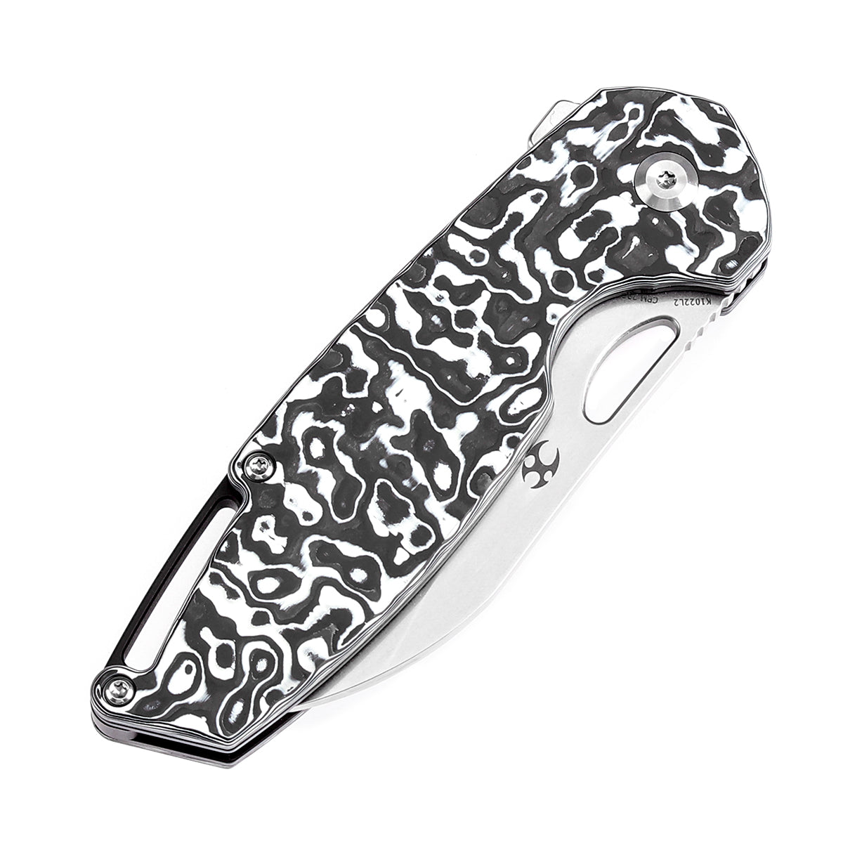 KANSEPT Model 6 Left-handed Flipper/Thumb Hole Knife Black White