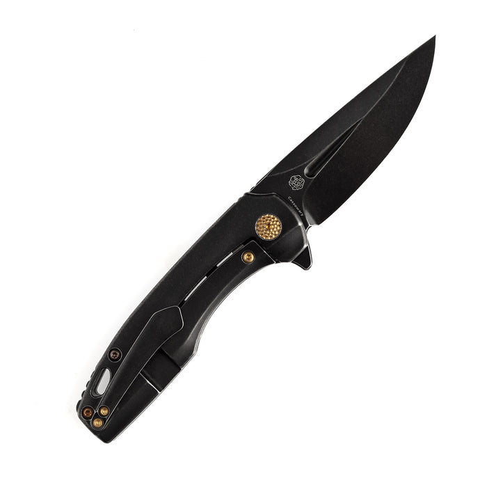 KANSEPT Cassowary Flipper Knife Blackwash Titanium Handle (2.9'' CPM-S35VN Blade) Koch Tools -K2065A1