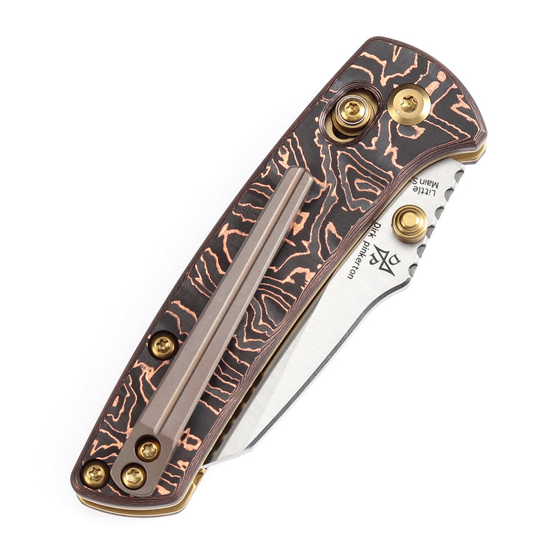 KANSEPT Little Main Street Cross Bar Lock Copper Carbon Fiber Handle (2.26'' CPM S35VN Blade) Dirk Pinkerton Design-K2015V2