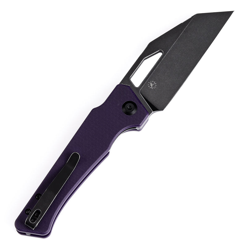 KANSEPT Egress T1033A3 Black Stonewashed 14C28N Purple G10 Handle with Nitch Designs Design