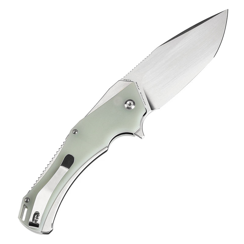 KANSEPT Hellx Button Lock Jade G10 Handle (3.6''D2 Blade ) Mikkel Willumsen Design - T1008F5