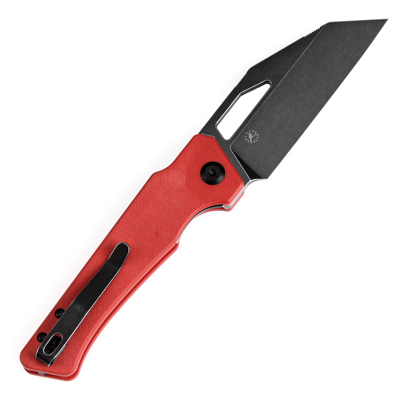 KANSEPT Egress T1033A5 Black Stonewashed 14C28N Red G10 Handle with Nitch Designs Design