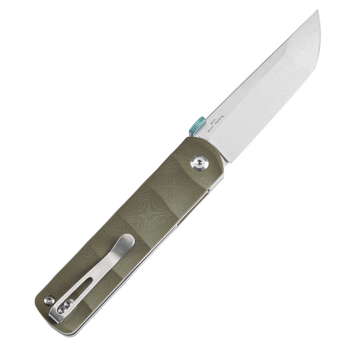 KANSEPT BTF Thumb Disc Knife Green G10 Handle (3.24'' CPM-S35VN