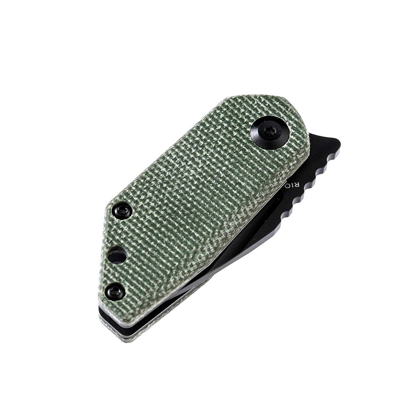 KANSEPT RIO Flipper Knife Green Micarta Handle (1.56'' M390 Blade)4T5 Design-K3044A2