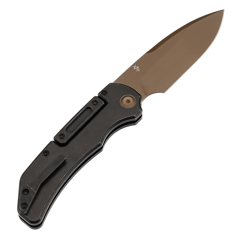 KANSEPT Hazard Bali Lock Knife Blackwash Titanium Handle(3.63" Rose Gold Coated CPM S35VN Blade)Steven Dunnuck Design-K1104H2