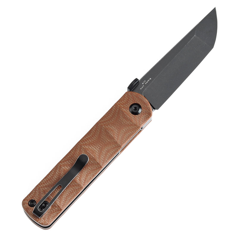 KANSEPT BTF Thumb Disc Knife Brown Micarta Handle (3.24'' CPM S35VN Blade)Rolf Helbig-K1064A5