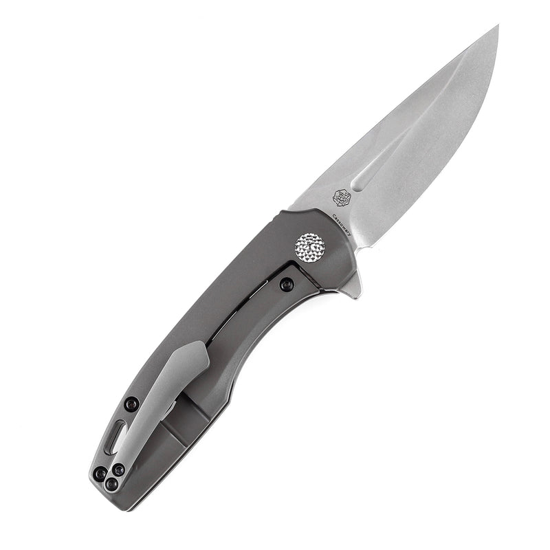 KANSEPT Cassowary Flipper Knife Grey Anodized Titanium Handle (2.9'' CPM-S35VN Blade) Koch Tools -K2065A2