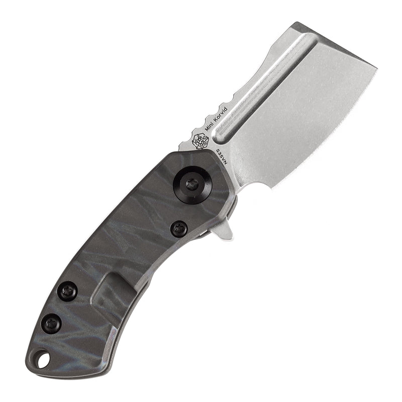 KANSEPT Mini Korvid Flipper knife Tiger Stripe Flamed Titanium Handle (1.45'' CPM-S35VN Blade ) Koch Tools Design-K3030A9