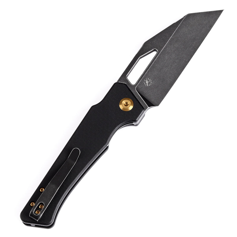 KANSEPT Egress T1033A1 Black Stonewashed 14C28N Black G10 Handle with Nitch Designs Design