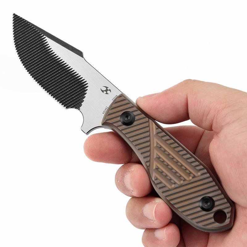KANSEPT Fixed Blade Tiny Dancer Bronze Anodized Titanium with CNC Milling Handle (3.17" CPM S35VN with CNC Milling Blade) with JB Stout Design Design-K014A2