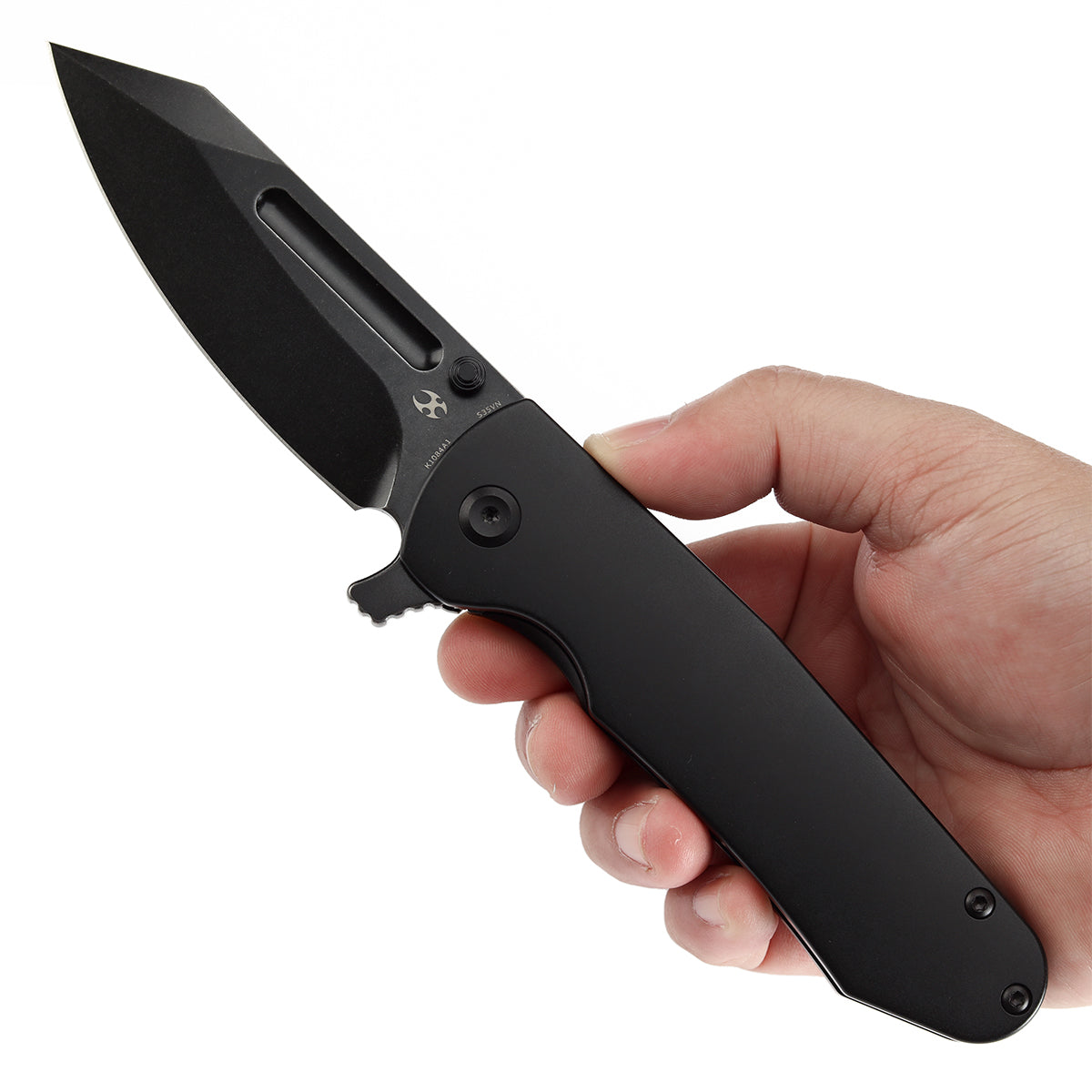 KANSEPT Superhawk Flipper Knife Black Anodized Titanium Handle