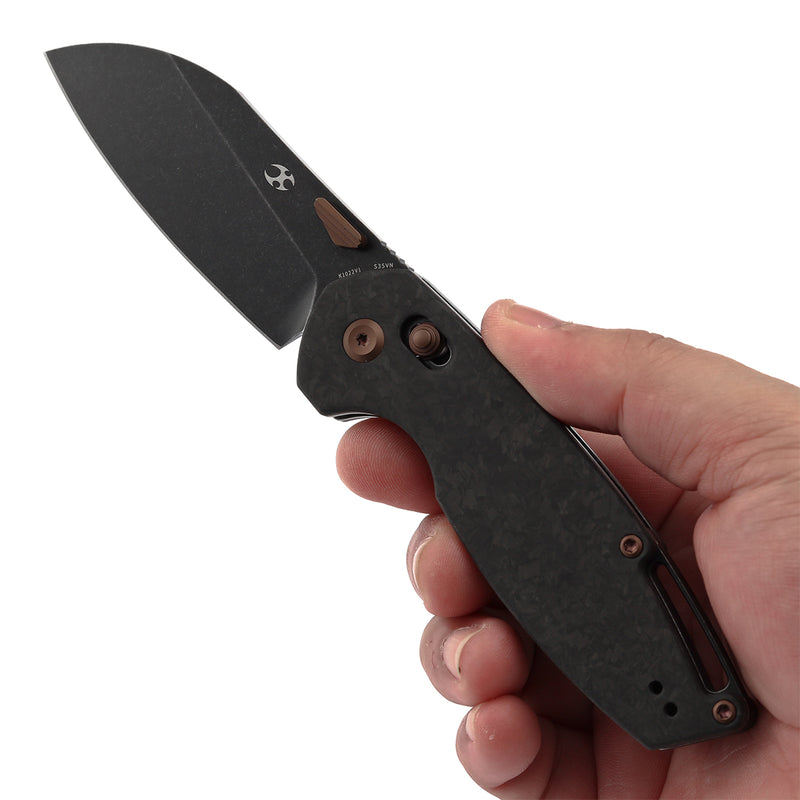 KANSEPT Model 6 Crossbar Lock Knife Shred Carbon Fiber Handle (3.1'' CPM S35VN Blade) Nick Swan Knives Design -K1022V1