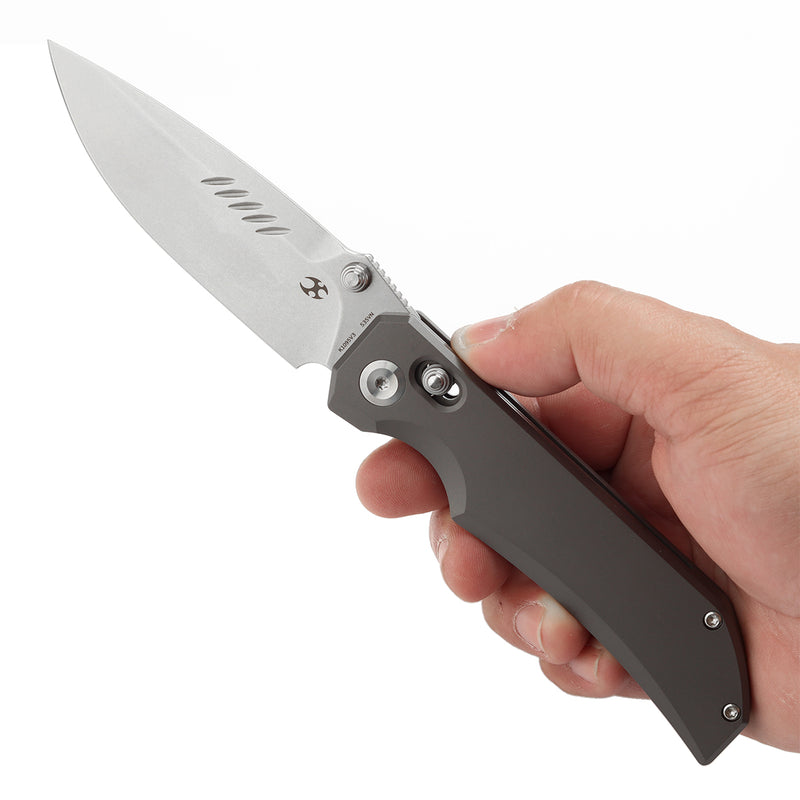 KANSEPT Eaglestrike Crossbar Lock Knife Bead Blasted Titanium Handle(3.73'' CPM S35VN Blade) James Lowe Design-K1095V3