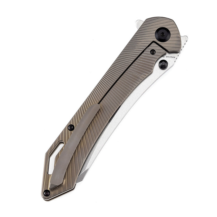 KANSEPT Colibri Tech Flipper/Thumb Hole Knife  Bronze  Anodized Titanium Handle (4.34'' CPM-S35VN Blade) Kmaxrom Design -K1060A2